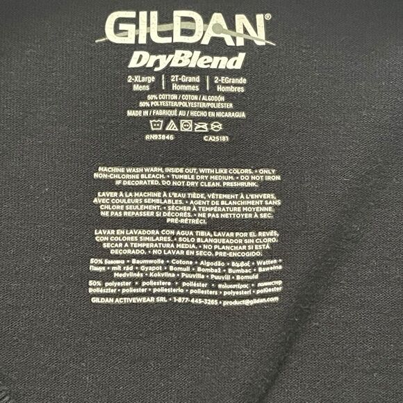 Gildan Black T-Shirt Men’s 2XL Yellow Merge Logo Short Sleeve Graphic Tee - Picture 3 of 5